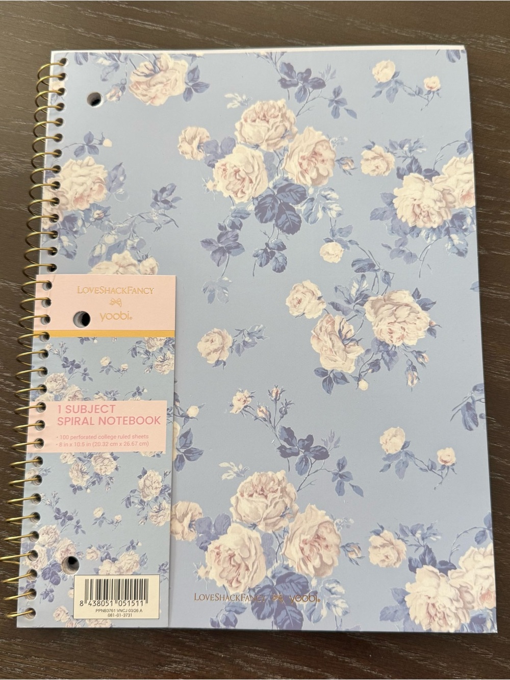 LoveShackFancy x Target Yoobi Happy Thoughts Spiral Notebook 8x10.5 Blue Floral